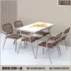 Mesa e Cadeiras Simples para Varanda Estilo Italiano Lazer ao Ar Livre Alumínio com Corda Olefina Mesa Quadrada de Ardósia para Jardim ao Ar Livre