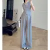Conjunto de colete moderno e versátil com calças de perna larga para mulheres, novo design coreano para o verão de 2026, conjunto de calças casuais versáteis, moderno