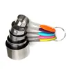 Herramientas para hornear de acero inoxidable con cuchara medidora a escala, juego de 10 piezas, cuchara medidora gruesa de grado alimenticio, juego de cucharas medidoras con mango de silicona