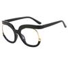 Nueva moda personalidad marco grande gafas búho marco ins moda europea y americana retro luz anti-azul espejo plano moda