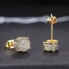 Artículos Populares Europeos y Americanos Transfronterizos: Pendientes Hip-Hop Completamente de Diamante para Hombre, Pendientes Artesanales con Microincrustaciones de Circonita Cúbica Completa, Al por Mayor en Stock