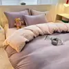 Juego de Cama de Terciopelo de Leche de Cuatro Piezas Espesado Vellón Coral Doble Cara Funda Nórdica de Vellón Sábana de Franela Juego de Tres Piezas Estilo Invierno
