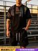 Comercio Exterior Transfronterizo Estilo Hip Hop Americano Pesado Talla Grande Camiseta de Manga Corta para Hombre Letra Grande Media Manga Top Versátil Ropa de Hombre