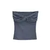 Top Tubo Sexy de Verano para Mujer con Almohadillas en el Pecho, Diseño Retorcido, Corte Ajustado, Favorecedor, Estilo Puro Deseo, Prenda Exterior o Interior