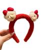 Aro para el pelo de oso de peluche rojo de Año Nuevo coreano, popular en Internet, para lavarse la cara, con sello de chica con costra de dibujos animados.