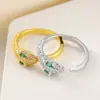 Moda Europea y Americana Anillo de Serpiente Microincrustado de Circonita Personalidad Nicho Estilo Frío Sentido del Diseño Anillo de Dedo Joyería para Mujeres