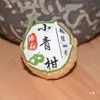 Papel de Empaque Mandarina Verde Pequeña Papel de Empaque Té Pu-erh Etiqueta Lámina de Oro Hilo Dorado Algodón Blanco Algodón Empaque