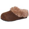 Chinelos de Algodão Birkenstock Estilo Preguiçoso para Uso Externo Feminino Outono e Inverno 2025 Novo Estilo Meio Chinelos Peludos com Forro de Lã para Dedos do Pé Tendência