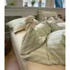 Conjunto de cama de quatro peças em algodão lavado, modelo novo 2026, lençóis para cama de dormitório, lençol com elástico, capa de edredom conjunto de três peças 4