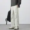 Calça casual masculina da moda estilo americano de perna reta, calça longa simples de cor sólida para o verão, calça pantalona solta e fluida
