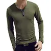 Camiseta de manga larga para hombre, cuello en V, corte ajustado, ropa de otoño para hombre, top fino de otoño, camiseta de color liso, cuello redondo, camiseta básica, camiseta de primavera y otoño