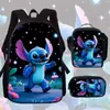 La Mochila Más Vendida de Amazon Stitch Stitch para Estudiantes de Primaria y Secundaria Bolso de Hombro Estuche Tres Piezas Anime Dibujos Animados