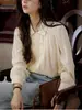 Camisa Soligther de Lyocell Francés de Doble Botonadura Holgada con Mangas de Linterna para Mujer en Otoño
