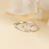 Anillo de Mariposa con Incrustaciones de Diamantes Versión Coreana Dulce y Fresco de Plata de Ley S925 Nalan Elegante Abierto de Verano J9203