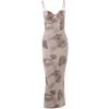 Fy23103 Falda Larga Estampada de Tirantes Reveladora para Mujer 2023 Vestido Elegante Delgado de Cintura Transfronterizo para Mujer