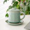 Taza Flor de Hielo con Tapa Taza de Té Doméstica de Cerámica con Separación de Té y Agua Oficina Personal Caja de Regalo de Alta Gama