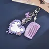 Colgante de corazón de oso fresco y versátil para bolso, accesorio de teléfono, espejo decorativo de gema de dopamina, adorno para bolso pequeño