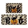 Alfombra de Cocina de Halloween Temu Transfronteriza Horror Esqueleto Calabaza Hogar Absorbente Resistente a la Suciedad Felpudo Largo