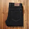2025 Novo Jeans Preto Original Grosso de Lã Quente Anti-Desbotamento Masculino Reto Slim Raw para Homens