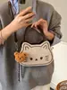 Bolsa Fofa de Gatinho Feminina 2025 Nova Tendência Outono e Inverno Moda Desenho Animado Engraçado Bolsa de Ombro Transversal