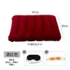 Set rectangular de máscara de ojos inflable de PVC flocado y tapones para los oídos, almohada inflable flocada suave, almohada inflable simple para siesta