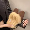 Diadema Esponjosa Tacón Alto Medio Abierto Ropa Exterior para Mujer 2026 Estilo Coreano Nueva Celebridad de Internet Zapatos Mula de Tacón Medio-Alto Zapatos para Mujer