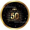Mm119 30º, 40º, 50º Cumpleaños Negro Dorado Vajilla Festiva para 8 Personas Juego de 4 Piezas Platos de Papel, Servilletas de Papel, Vasos de Papel
