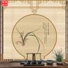 Nueva cortina de bambú china Zen de flores y pájaros, pantalla de elevación de persiana de fondo para sala de té, panel divisor, pintura colgante sin perforaciones, cortina decorativa