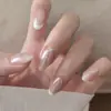 Nova Coleção Outono/Inverno 2026 de Nail Art Vestível: Unhas Postiças Laço Olho de Gato Populares do Xiaohongshu, Unhas Postiças Brancas Iluminadoras
