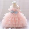 Transfronteiriço Europa e Estados Unidos Novo Vestido de Bebê Bebê Bolo Inchado de Um Ano de Idade Vestido de Aniversário Infantil Malha Vestido de Princesa
