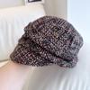 Chapéu de Cavaleiro de Tweed Estilo Chanel Feminino Quente para Outono e Inverno Chapéu de Tecido Dobrado Artístico Estilo Japonês Chapéu de Moda Chapéu Tendência