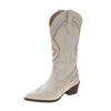 Comercio exterior transfronterizo Botas de caballero europeas y americanas botas blancas de vaquero occidental botas puntiagudas de media caña botas Martin bordadas de moda