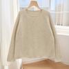 Suéter de Tricô Pulôver Raglan Gola Redonda Cashmere Puro de 357 Agulhas para Mulheres com Borda Enrolada Pulôver de Cashmere