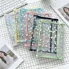 Frete Grátis Caderno com Capa de PVC Transparente com Zíper de Coração a Laser e Adesivos de Estrela, Refilável 6 Furos