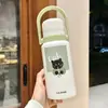 Copo Térmico para Meninas Alto Valor Estudante Grande Capacidade Copo de Isolamento Frio Garrafa de Água Portátil Canudo Duplo para Bebida Copo de Água Infantil