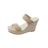 Sandalias gruesas de cuña de moda minimalista talla grande para verano 2024 nuevas zapatillas de moda para mujer sin cordones con puntera abierta