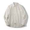 Camisa casual versátil de color liso, manga larga, minimalista estilo japonés, amigable con la piel, transpirable, top 13109
