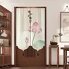 Cortina de Tela Estilo Chino Flor de Loto para Puerta de Casa Dormitorio Habitación Cortina Colgante Cocina Resistente al Aceite y al Humo Cortina de Media Partición para Baño
