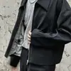 Chaqueta Estilo Americano para Hombre Textura Sarga Gruesa Hombrera Forro Flor de Tinta Boxy Corta Ancha Otoño e Invierno Chaqueta Abrigo con Cremallera