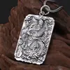 Joyería de moda de plata S999 al por mayor Plata tailandesa retro clásica colgante de seis caracteres de la verdad Dragón Guan Gong para hombres y mujeres