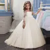 Vestido Personalizado para Daminha de Casamento com Tule Bufante para Apresentação de Piano, Competição de Pipa e Guzheng, Estilo Princesa com Laço
