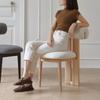 Silla de comedor de madera maciza estilo Sili con tela, silla de ocio sencilla para tocador, lujo ligero, nórdica moderna, silla de maquillaje de comedor de mediados de siglo