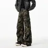 Pantalones de camuflaje de peso pesado para hombre, nuevo estilo de primavera, marca trendy americana, hiphop, plisados, holgados, de pierna ancha, ligeramente acampanados, pantalones de trabajo