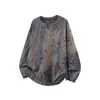 Camiseta de Manga Larga con Cuello en V Rasgada Estilo Retro Old Money para Hombre Otoño Talla Grande Marca de Moda Estilo Urbano Holgado Capa Interior Camiseta Base