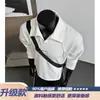 Cl marca da moda ean preto ajuste polo rebite moletom desconstruído camada base camiseta de manga longa para homens, caimento solto, outono