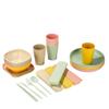 Juego transfronterizo de paja de trigo caliente de 36 piezas, cuencos y platos, vajilla portuguesa, juego de cubiertos (cuchillo, tenedor, cuchara) con caja de almacenamiento