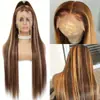 Peruca de renda frontal para moda europeia e americana transfronteiriça da Amazon, cor piano, cabelo longo e liso, peruca de renda frontal, cobertura total da cabeça