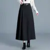 Falda plisada de mezclilla para mujer, nuevo estilo otoño e invierno 2026, de cintura alta, adelgazante, falda midi de línea A, moderna y a la moda