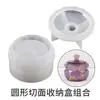 Bote de Almacenamiento Redondo Diamante Multifacético de Resina Epoxi Amapola Molde de Silicona para Cenicero de Yeso DIY Caja de Almacenamiento