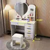Tocador minimalista moderno para dormitorio, tocador pequeño con espejo para apartamentos de alquiler, escritorio de maquillaje de princesa